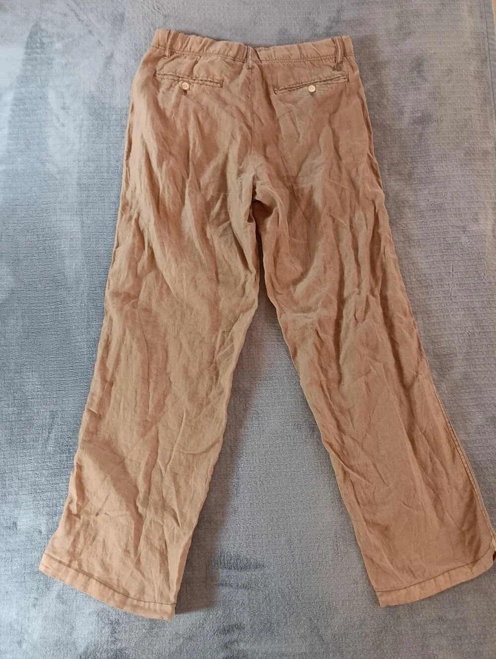 100% Linen Mens Tan Casual Pants With Pockets Margaritaville Medium, Boho